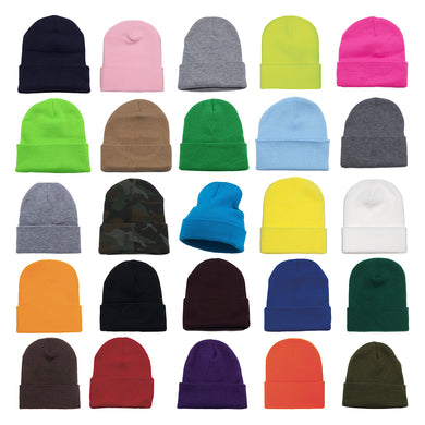 Cuffed Knit Beanie Hats By DOBBI ( Variety Color Available )