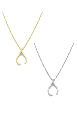 14K Gold Dipped Wishbone Pendant Necklaces By DOBBI ( Variety Color Available )