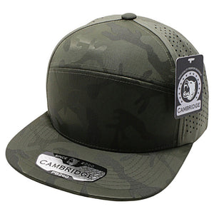 CAMBRIDGE SHINY CAMO CAMPER PERFORATED SNAPBACK HATS ( PACK OF 6 )