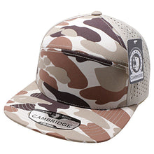 Load image into Gallery viewer, CAMBRIDGE SHINY CAMO CAMPER PERFORATED SNAPBACK HATS ( PACK OF 6 )