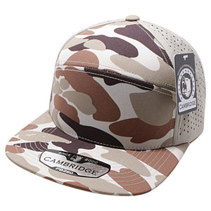 CAMBRIDGE SHINY CAMO CAMPER PERFORATED SNAPBACK HATS ( PACK OF 6 )