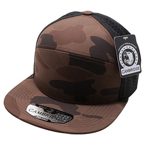 CAMBRIDGE SHINY CAMO CAMPER PERFORATED SNAPBACK HATS ( PACK OF 6 )