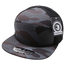 Load image into Gallery viewer, CAMBRIDGE SHINY CAMO CAMPER PERFORATED SNAPBACK HATS ( PACK OF 6 )