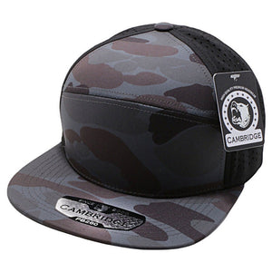 CAMBRIDGE SHINY CAMO CAMPER PERFORATED SNAPBACK HATS ( PACK OF 6 )