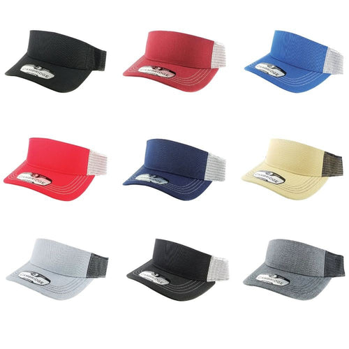 SOLID SUN VISOR HATS ( PACK OF 6 )