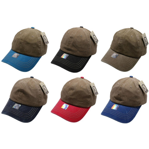 PIGMENT WASHED COTTON 2 TONE BUCKLE STRAP HAT ( PACK OF 6 )