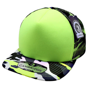 CAMBRIDGE PLAIN NEON CAMO SPONGE TRUCKER HATS ( PACK OF 6 )