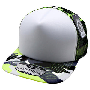 CAMBRIDGE PLAIN NEON CAMO SPONGE TRUCKER HATS ( PACK OF 6 )