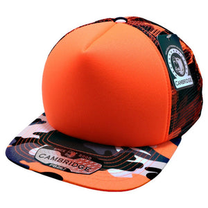 CAMBRIDGE PLAIN NEON CAMO SPONGE TRUCKER HATS ( PACK OF 6 )