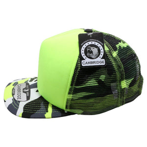 CAMBRIDGE PLAIN NEON CAMO SPONGE TRUCKER HATS ( PACK OF 6 )