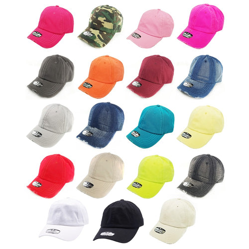 DISTRESSED VINTAGE COTTON TWILL DAD HAT ( PACK OF 6 )