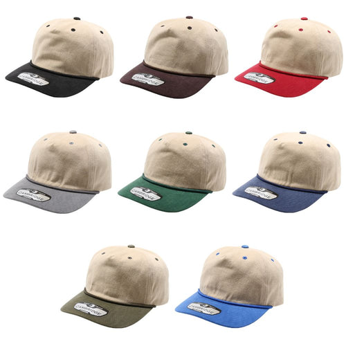 Five Panel Khaki Two-Tone Rope Unstructured ( Pack of 6 )