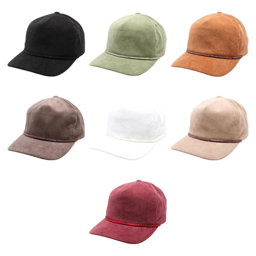 Five Panel Corduroy Unstructured Rope (Pack of 6)