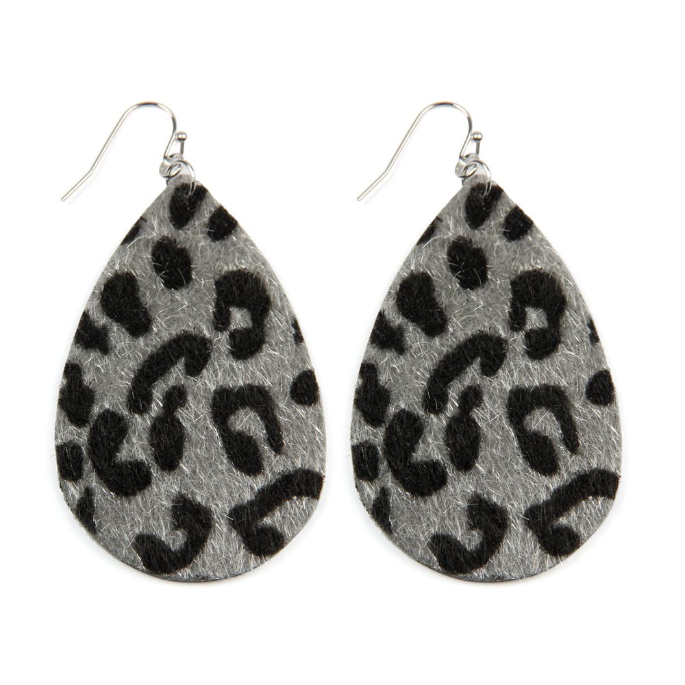 Leopard Print Fabric Fish Hook Teardrop Drop Dangling Earrings ( Varie –  Dobbistore