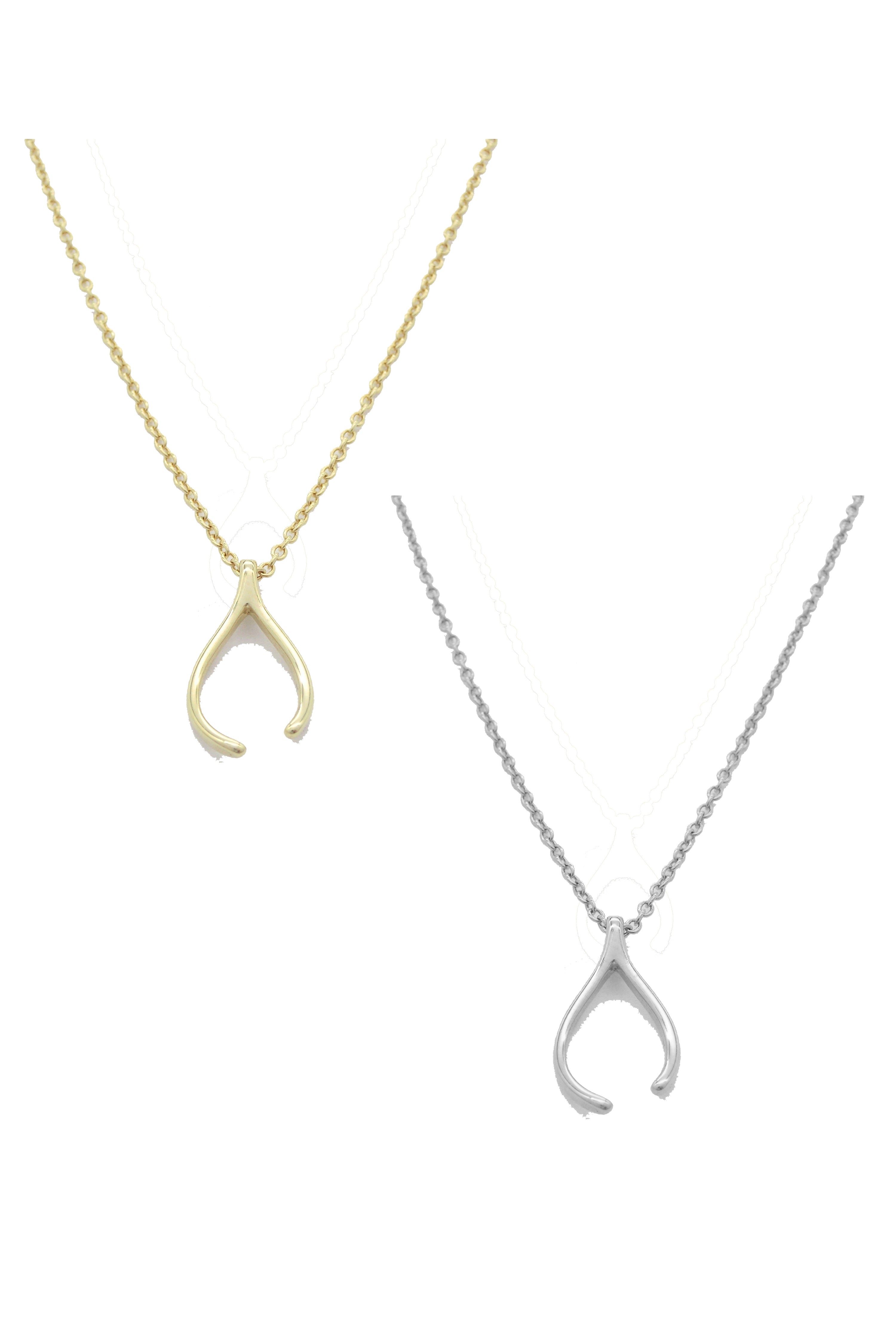 Handmade Wishbone Necklace Gold 14K
